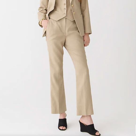 J. CREW Slim Fit Flare Pant in Stretch Linen Blend Tan {JJ39}